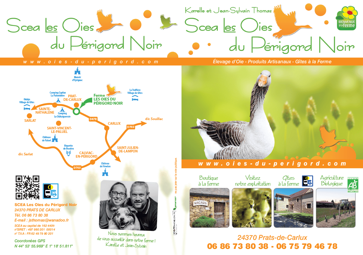 Dépliant tarif les oies du Périgord Noir