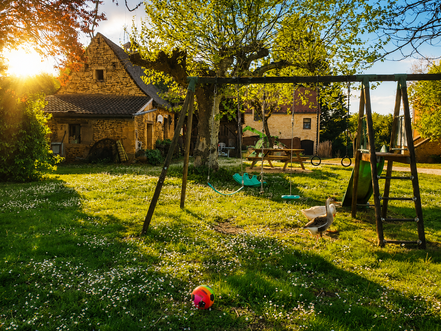 Une aie de jeux pour s'amuser en famille aux gîtes des Oies du Perigord Noir